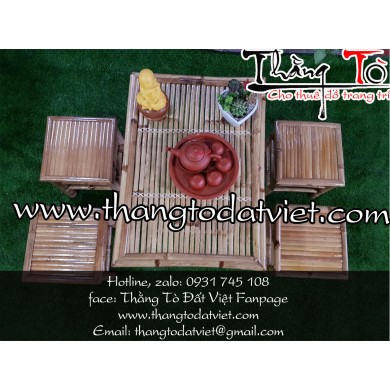 cho thuê bàn ghế tre